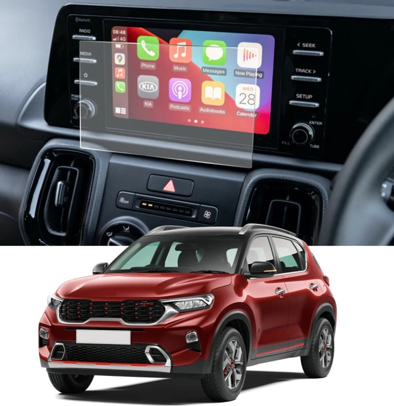KACA Edge To Edge Tempered Glass for Kia Sonet HTK (8 inch) 2020-2021 Car's Touch Screen GPS System [Clear:1](Pack of 2)