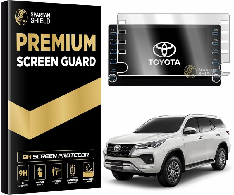 spartan shield Screen Guard for TOYOTA FORTUNER 2021 FACELIFT, 8 INCH INFOTAINMENT Guard | Anti Scratch | Water Resistant, 2024 Fortuner 4X4 4X2 Car Display Accessories [Not Tempered Glass](Pack of 1)