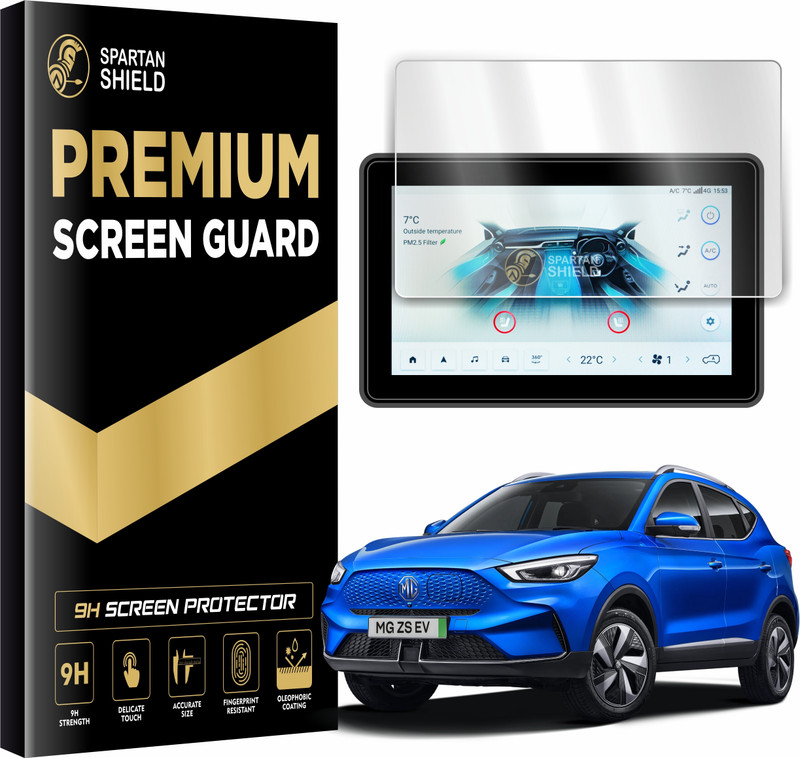 spartan shield Screen Guard for MG ZS EV [2023-2025] || EXECUTIVE | EXCITE PRO | EXCLUSIVE PLUS | ESSENCE || 10.1 Inch Infotainment Touchscreen Protector || Anti FingerPrint || New Car Digital Touch Display 9H Accessories [Not Tempered Glass](Pack of 1)