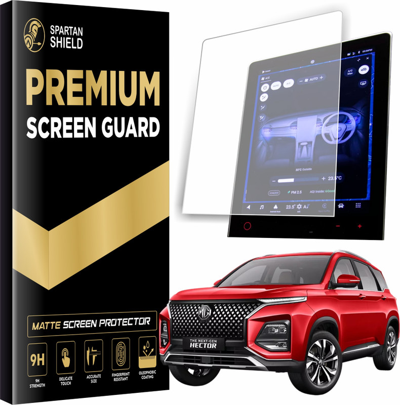 spartan shield Screen Guard for MG HECTOR [2023-2025] || SHINE PRO | SELECT PRO | SMART PRO | SHARP PRO | SAVVY PRO || 14 Inch Infotainment Touchscreen MATTE Protector || Anti Fingerprint | Water Resistant || MgHactor Car Digital Touch Display 9H Accessory [Not Tempered Glass](Pack of 1)