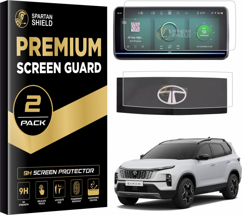 spartan shield Screen Guard for TATA SAFARI 2023 FACELIFT 10.25 INCH INFOTAINMENT SYSTEM & STEERING Combo | PURE(O) ADVENTURE ADVENTURE PLUS +A | 9H Car Display GPS Music Screen Protector [Not Tempered Glass](Pack of 1)