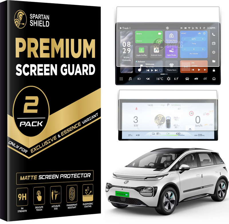 spartan shield Screen Guard for MG WINDSOR EV 2024 || EXCLUSIVE & ESSENCE || 15.6 INCH INFOTAINMENT + 8.8 INCH LCD INSTRUMENT CLUSTER MATTE PROTECTOR || Car 9H Accessories 2024 [Not Tempered Glass](Pack of 2)