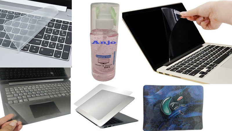 ANJO Screen Guard for 15.6 inch Laptop With Keyguard-Lamination-Mouse pad-Cleaning Gel 6 in 1 Combo (Matte, Transparent)(Pack of 6)