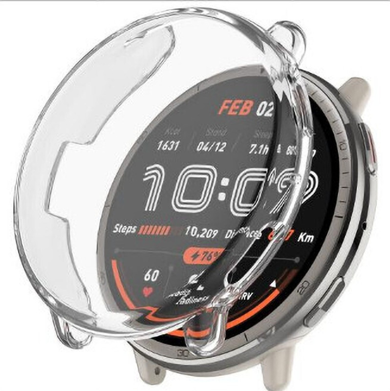 KAZUKI Screen Guard for Amazfit Active 2 A2437 Half Coverage PC Hollow Watch Protective Case [Clear](Pack of 1)