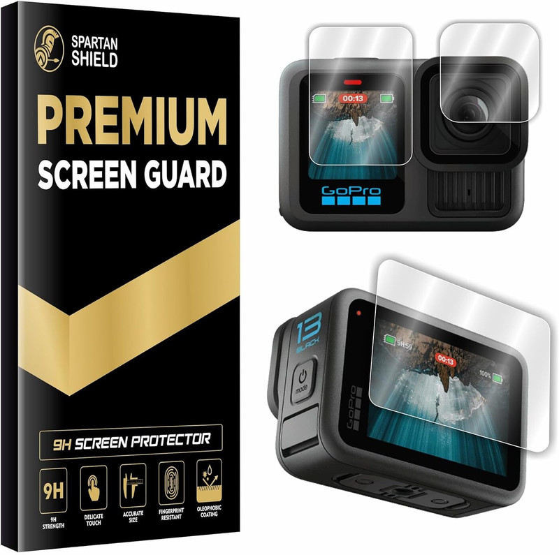 spartan shield Screen Guard for GoPro Hero 13, Camera Lens + Front Display + Rear Screen Protector, Lightweight Flexible, Case Friendly, HD Clarity, Anti Scratch Screenguard For Go Pro Hero 13 [Not Tempered Glass](Pack of 1)