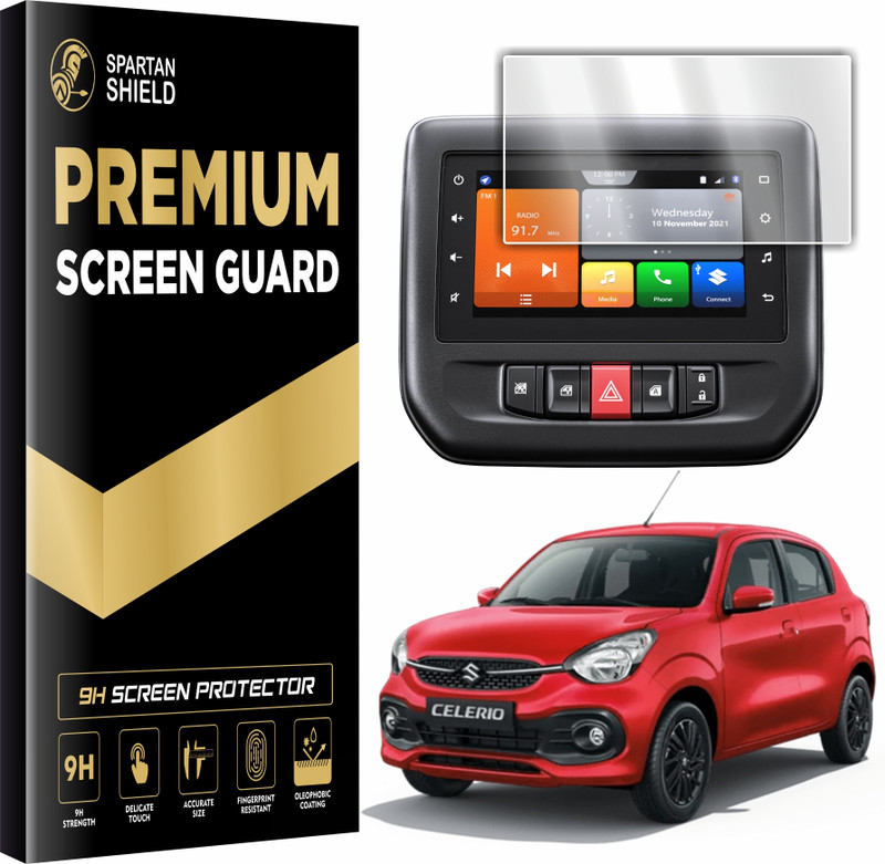 spartan shield Screen Guard for MARUTI SUZUKI CELERIO ZXI+ 2021 FACELIFT 7 INCH | GPS Infotainment Display 9H Touch Screen Guard | Celerio Car Music System Accessories [Not Tempered Glass](Pack of 1)