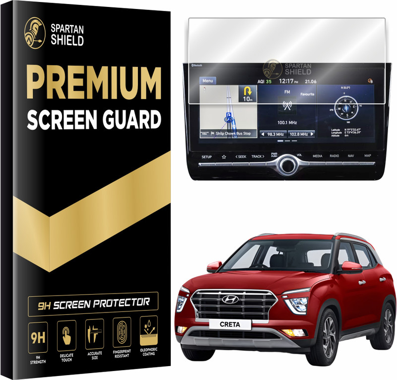 spartan shield Screen Guard for HYUNDAI CRETA 2024 FACELIFT, 8 Inch INFOTAINMENT + 10.25 DIGITAL INSTRUMENT CLUSTER + AC Panel Protector | S SO Optional | Anti Scratch Car Display Accessories [Not Tempered Glass](Pack of 3)