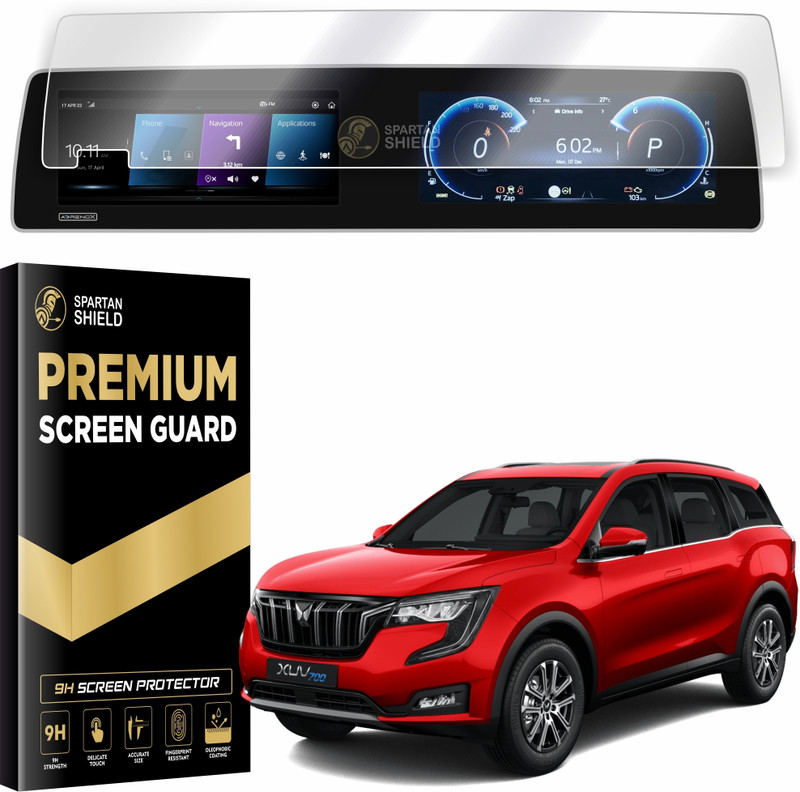spartan shield Screen Guard for MAHINDRA XUV700 2024 AX3 AX5 AX7, Dual 10.25 Inch Infotainment System & Instrument Cluster Protector, XUV 700 2021 - Running Car Audio Display Accessory [Not Tempered Glass](Pack of 1)