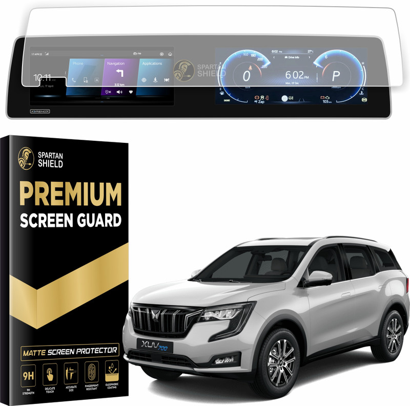 spartan shield Screen Guard for MAHINDRA XUV700 2024 AX3 AX5 AX7, Dual 10.25 Inch Infotainment System & Instrument Cluster Protector, XUV 700 2021 - Running Car Audio Display Accessory [Not Tempered Glass](Pack of 1)