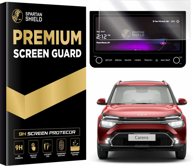 spartan shield Screen Guard for KIA CARENS LUXURY LUXURY + 10.25 INCH | GPS Infotainment Display Touch Screen Protector | Kia Carens Car Music System Accessories [Not Tempered Glass] (Pack of 1)(Pack of 1)