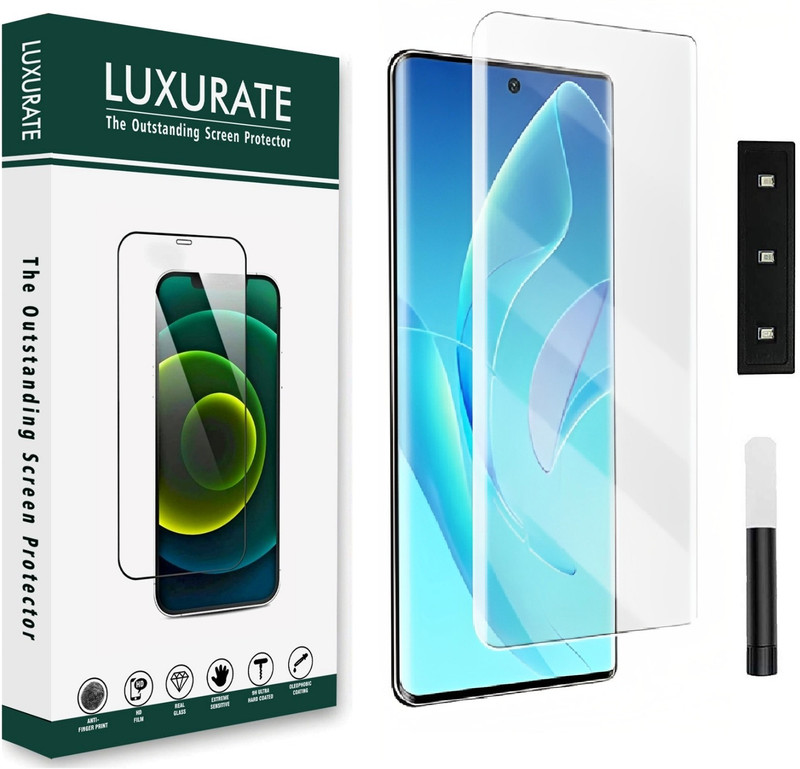 LUXURATE Tempered Glass Guard for vivo V29 5G, Vivo V29 Pro 5G, Vivo V29e 5G, Curved UV Screen Protector, with Easy Installation Kit(Pack of 1)