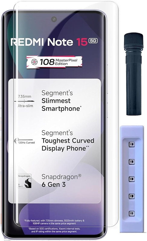 FABEKEE Tempered Glass Guard for Redmi Note 15 5G Tempered Glass Screen Protector Guard UV Advanced(Pack of 1)