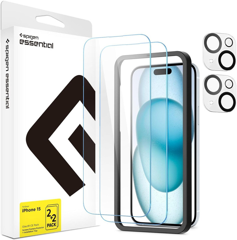 Spigen Tempered Glass Guard for iPhone 16 / 15(Pack of 3)
