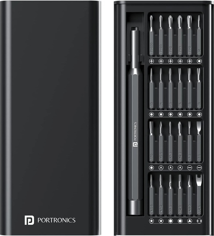 Portronics Bit Box, 24-in-1 Screwdriver Kit,Compact,Magnetic&Travel-Friendly Tool Set Offset Screwdriver Set(Pack of 1)