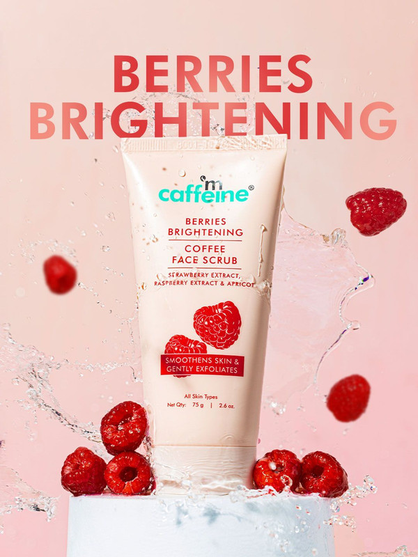 mCaffeine Berries Brightening Coffee Face Scrub | Gently Exfoliates | Tan Removal Scrub(75 g)