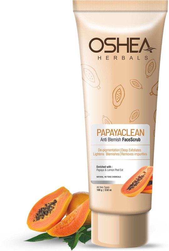 Oshea Herbals Papayaclean Scrub Deeply Exfoliates Skin & Lightens Blemishes Scrub(100 g)