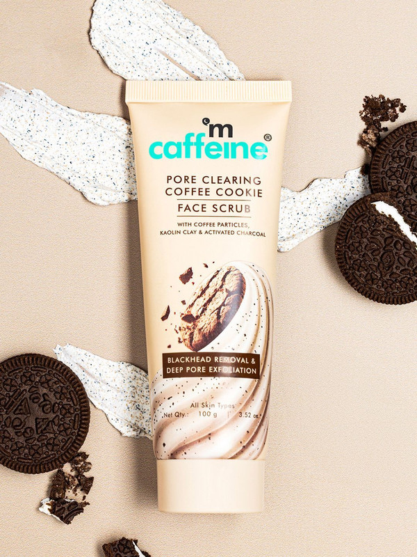 mCaffeine Coffee Cookie Face Scrub - Remove Blackheads, Detan & Glow with Walnut Scrub(100 g)