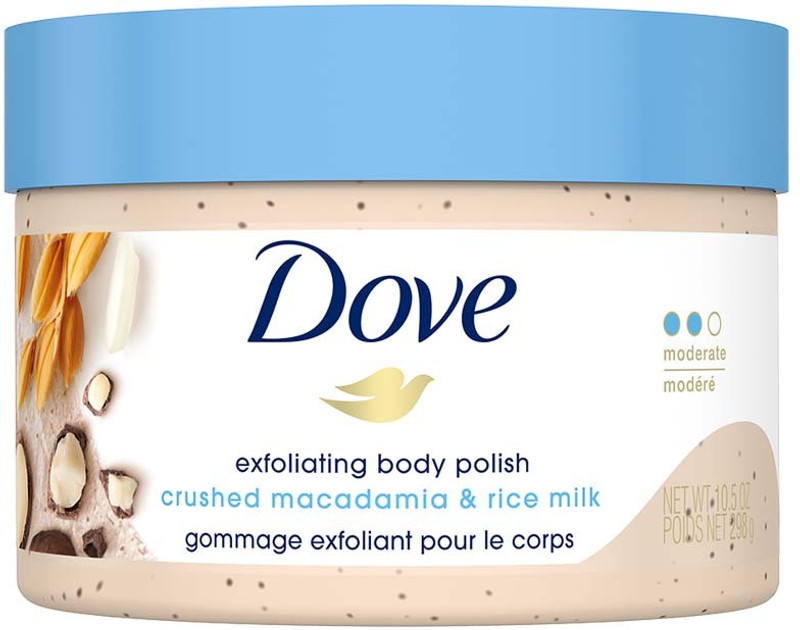 DOVE Exfoliating Body Polish Crushed Macadamia & Rice Milk for Dry Skin, 298g Scrub(298 g)