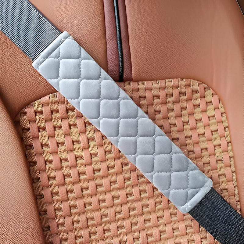 Glitzn Soft Faux Sheepskin Seat Belt Shoulder Pad for Man Gray Seat Belt Cover(Pack of 2)