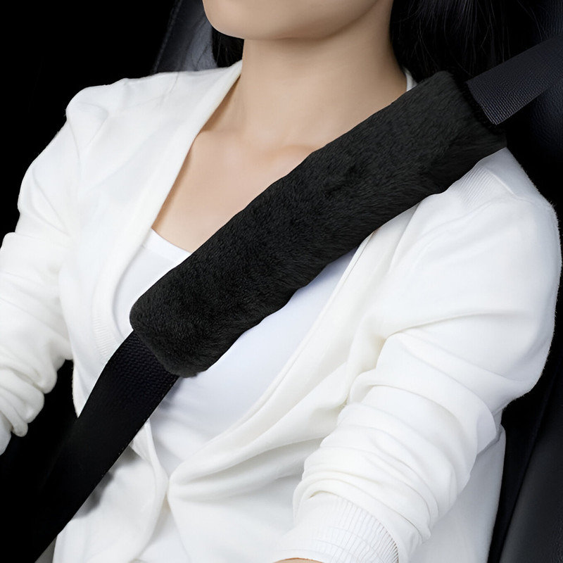Glitzn Car Soft Seat Belt Shoulder Cover black for all car Seat Belt Cover(Pack of 2)