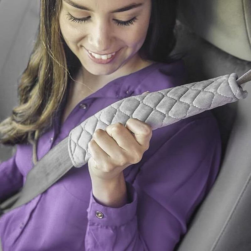 DIYAL ENTERPRISE Gray Seat Belt Cushion Pad for Car – Smooth & Comfortable Seat Belt Cover(Pack of 2)