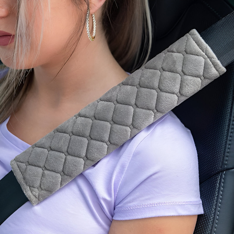 Glitzn Car seatbelt cover for Men/Women/Kid,Fit with All Cars and Backpacks Grey Seat Belt Cover(Pack of 2)