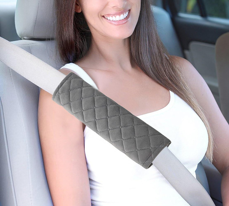 DIYAL ENTERPRISE Soft Touch Gray Seat Belt Cover for Long Drive Comfort Seat Belt Cover(Pack of 2)