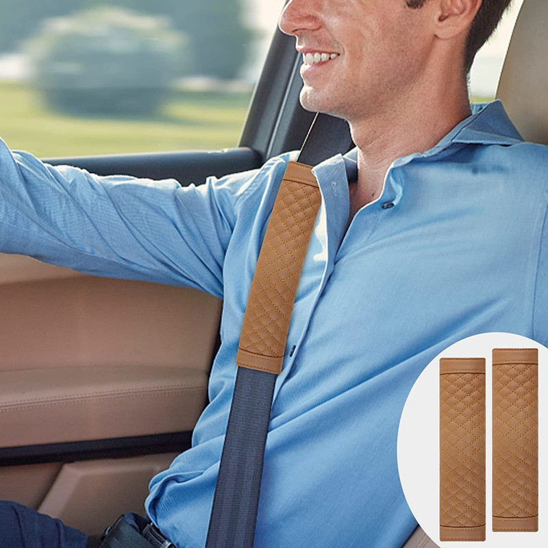 Auto Oprema CAR SEAT BELT COVER & SHOULDER PAD COVER BROWN DIY UNIVERSAL PACK OF 2 Seat Belt Cover(Pack of 2)