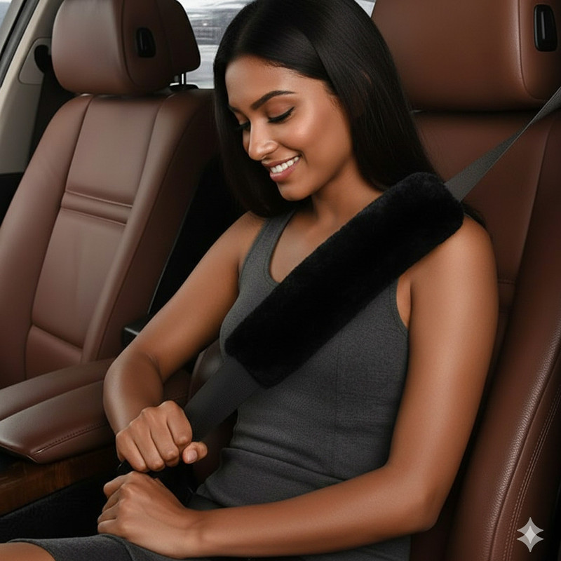 Dejmin Hypoallergenic Soft Fabric Protective Shoulder Safety Pads(PACK OF 2 PCS,BLACK) Seat Belt Cover(Pack of 2)