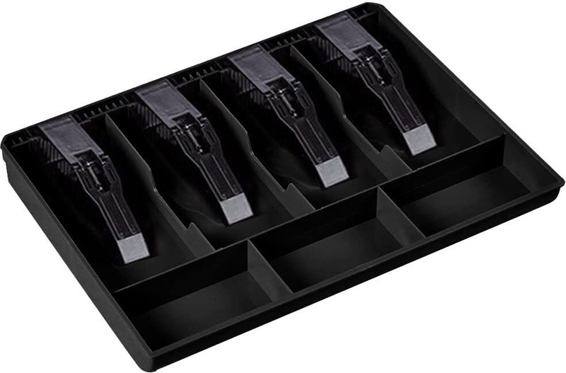 Modinity 4 Slot Cash Box With 3 Coin Grid - Cash Register Tray 7 Compartment Cashier Coin Drawer Box(Black)