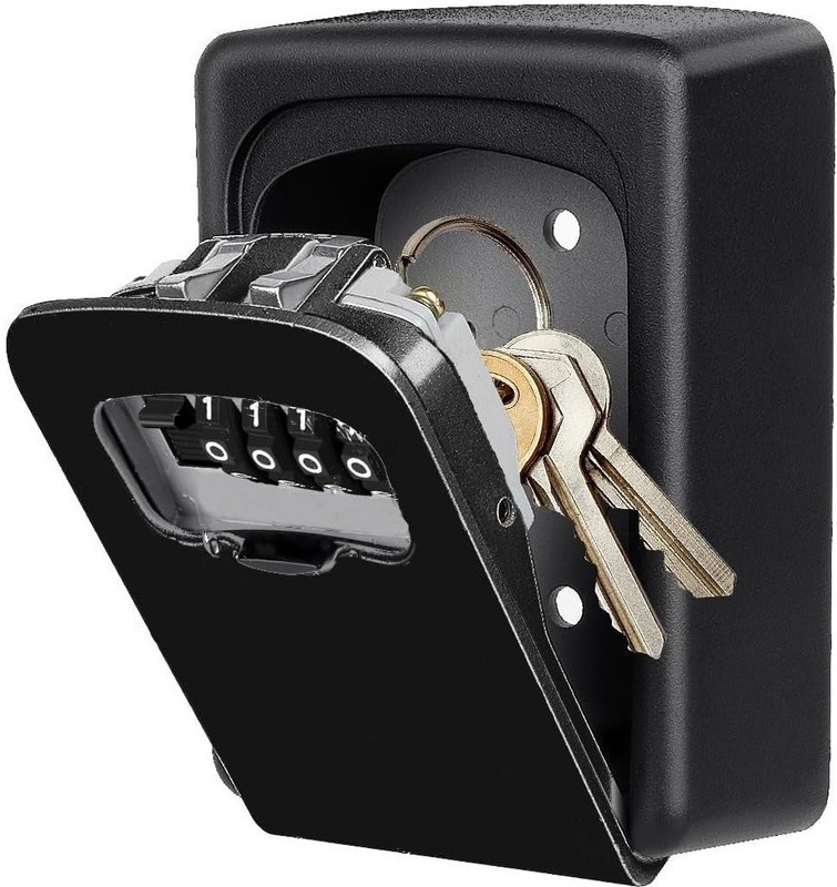 Inditradition Wall Mounted Key Lock Box for Indoor & Outdoor Key, Cards with Combination Lock KEY BOX - PLASTIC(Black)