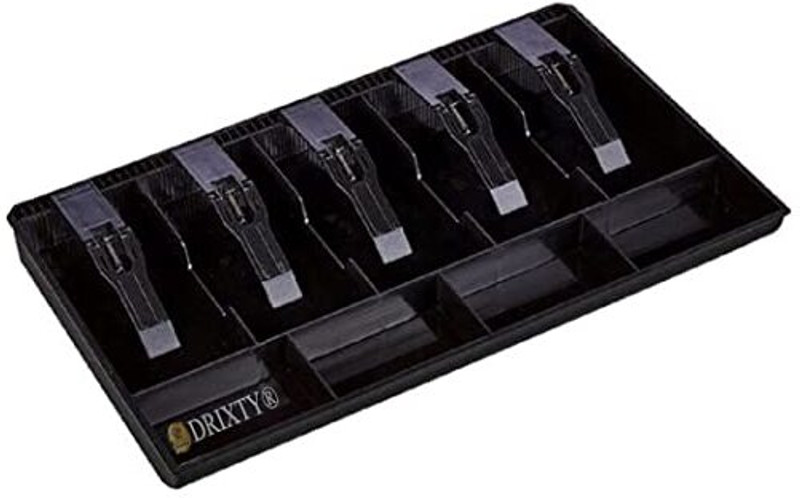 KHOPALA Plastic cash drawer organizer tray, cashier drawer box with coin slot Plastic cash drawer organizer tray, cashier drawer box(Black)