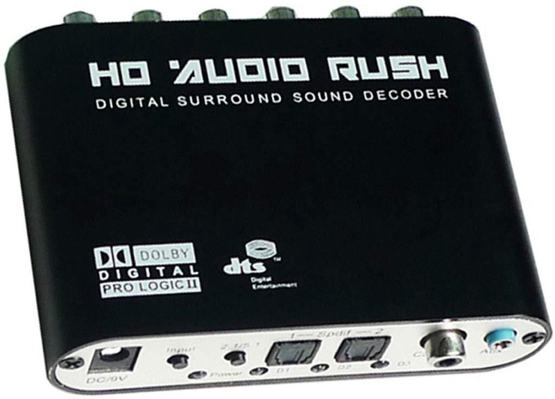 microware 5.1 Audio Rush Digital Sound Decoder Converter-Optimistic SPDIF/Coax Dolby AC3 DTS stereo (R/L) om 5.1CH Ana-loge Audio Media Streaming Device(Black)