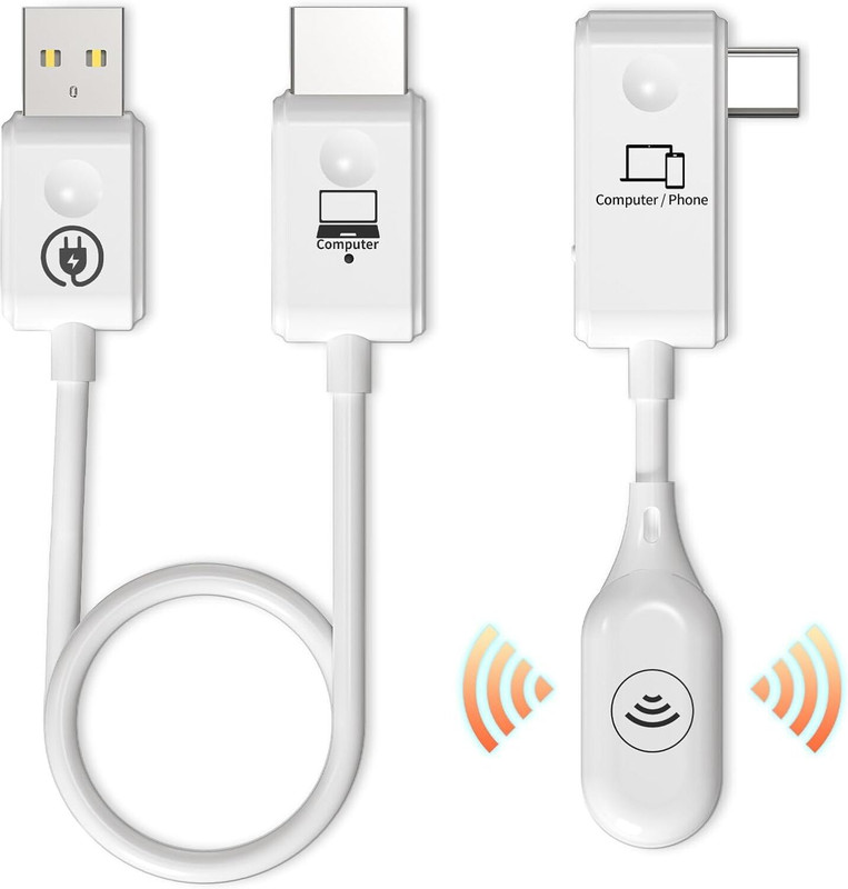 microware HDMI Wireless Extender, USB-C Wireless Transmitter and HDMI Wireless Receiver Media Streaming Device(White)