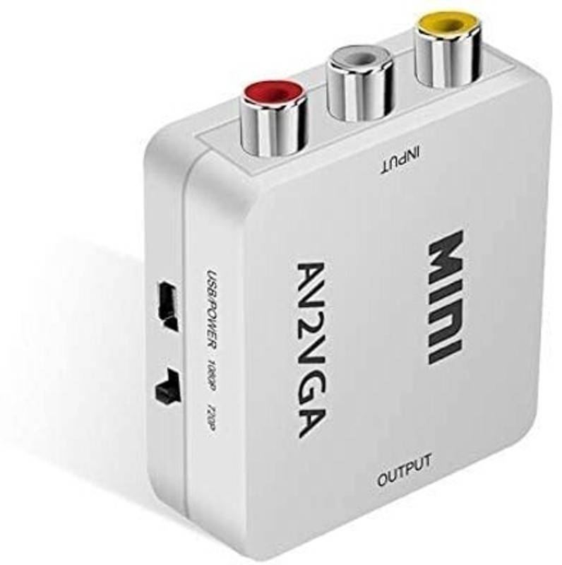 Tobo AV to VGA Video Converter Mini AV2VGA Box AV RCA to Video Converter TD-657VC Media Streaming Device(White)