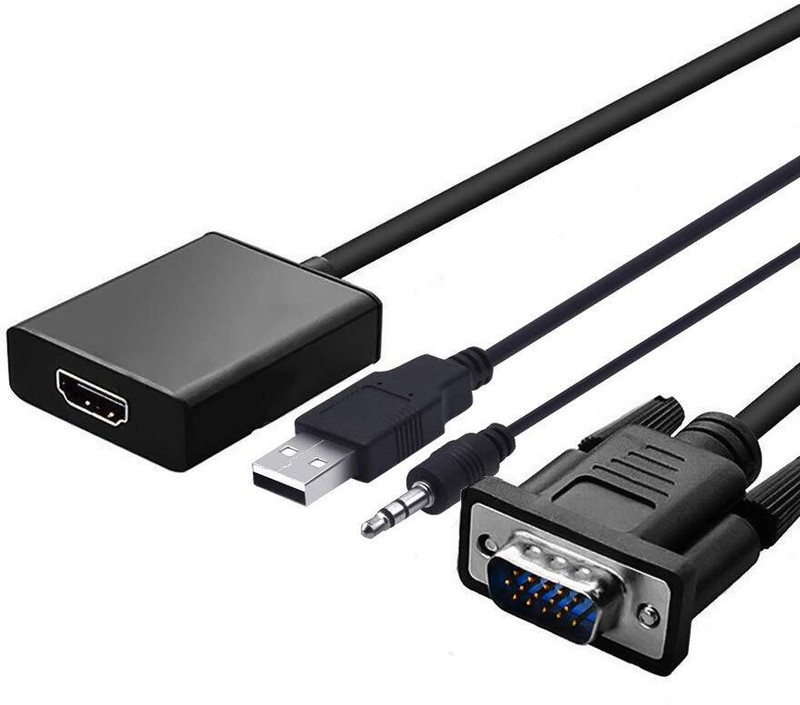 microware 1080P VGA to HDMI Converter Adapter with Audio for Projector,HDTV,Laptop Media Streaming Device(Black)