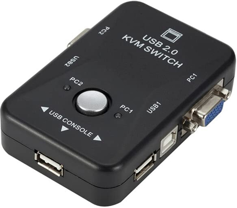 ULTRABYTES 2 Port USB KVM Switch, KVM VGA SVGA Switch Box USB 2.0 Media Streaming Device(Black)