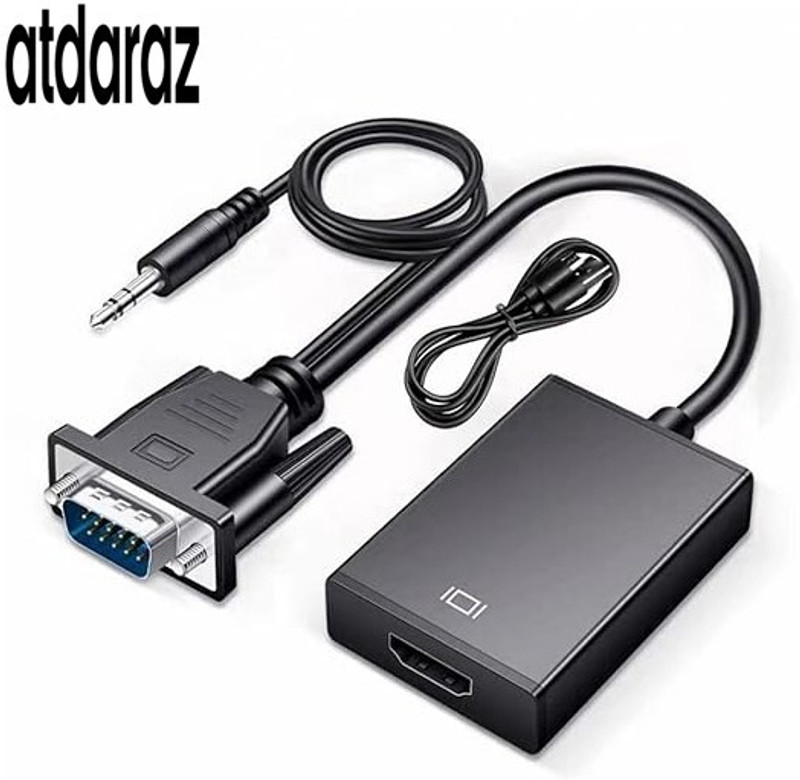 atdaraz VGA to HDMI Adapter VGA to HDMI Converter VGA Male to HDMI Female Media Streaming Device(Black)
