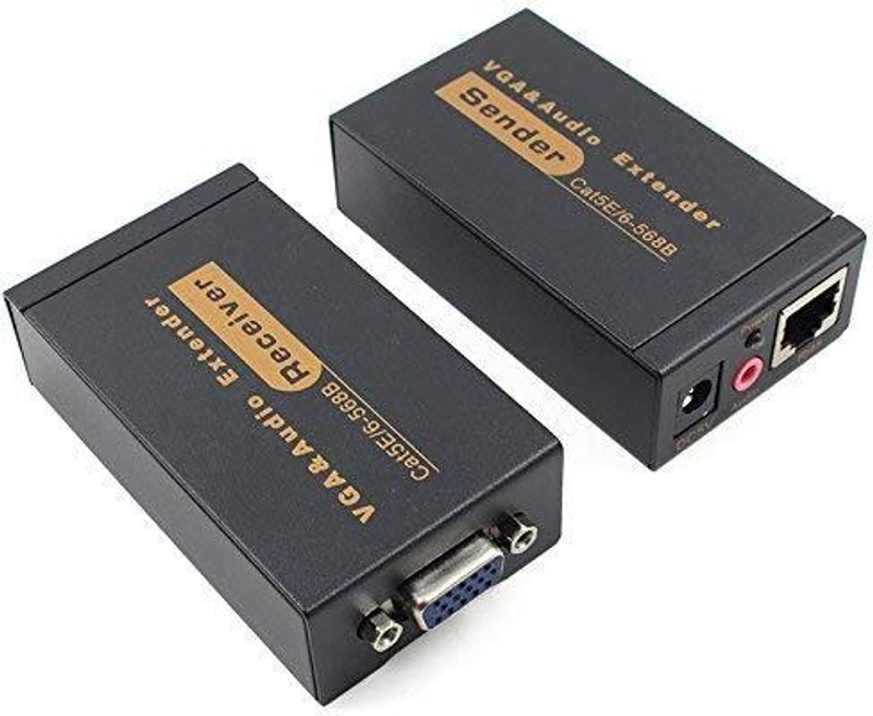 ULTRABYTES VGA Video Audio Extender 100M VGA Extension Over Rj45 Ethernet Cable Media Streaming Device(Black)