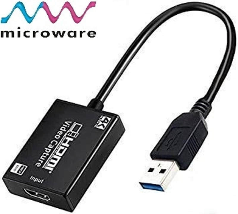 microware USB3.0 Video Capture Card,HDMI Game Capture Card,Portable Reliable Full HD 1080P Live Streaming Video Game Grabber Converter for Game/Live Broadcasts/Video Recording Media Streaming Device(Black)