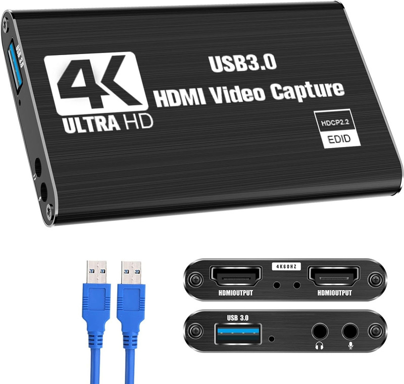 atdaraz 4K HDMI Game Capture Card, USB 3.0 1080p 60fps for Streaming, Nintendo Switch Media Streaming Device(Black)