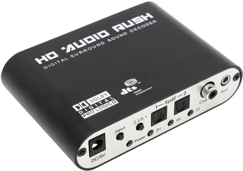 microware Digital Audio Rush Surround Sound Decoder DTS AC3 to RCA Analog Converter Media Streaming Device(Black)
