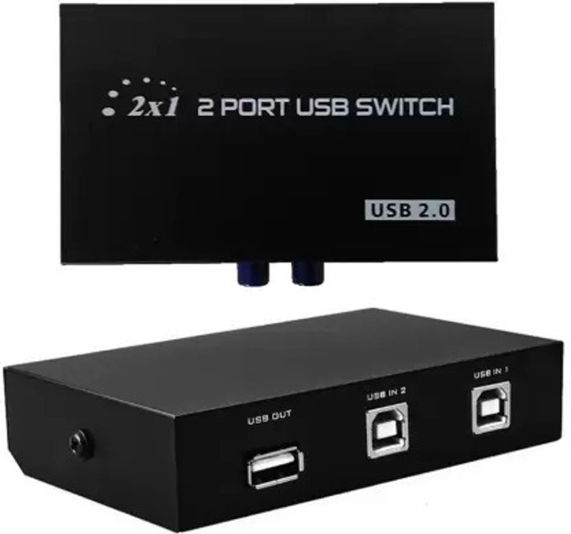 ALRITO 2 Port USB Switch Box USB 2.0 for Printer Scanner Keyboard and Other USB Devices Media Streaming Device(Black)