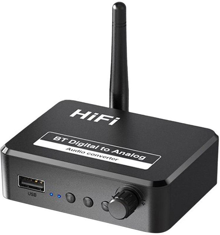 microware 5.1 Receiver Digital Optical Fiber Analog Audio Converter 3.5mm for Speakers Media Streaming Device(Black)