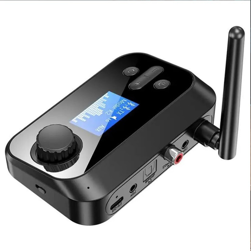 Etzin 2 in 1 LCD Display V5.3 Bluetooth Transmitter Receiver, Audio Adapter with Aux Media Streaming Device(Optical, Dual Link Support for TV, Home Stereo, PC, Headphones,, Black EPL-1182WA)