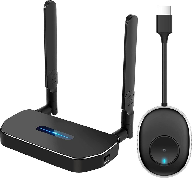 atdaraz 50M Wireless HDMI Transmitter and Receiver, 2.4G/5G Wireless HDMI Extender Kit Media Streaming Device(Black)