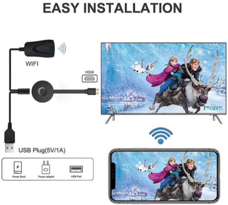 SYARA ASV_118V-MIRACAST SCREEN MIRRORING DEVICE FOR MOBILE TO TV CONNECTOR Media Streaming Device(Black)