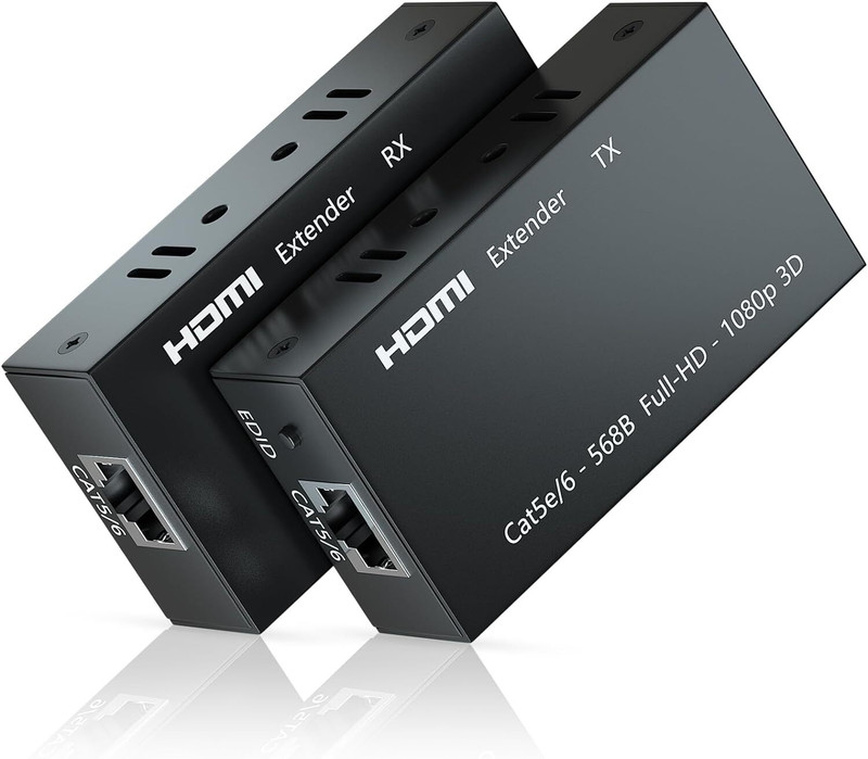 microware HDMI Extender Up to 60 Meters/196ft, 1080P HDMI Transmitter and Receiver Media Streaming Device(Black)