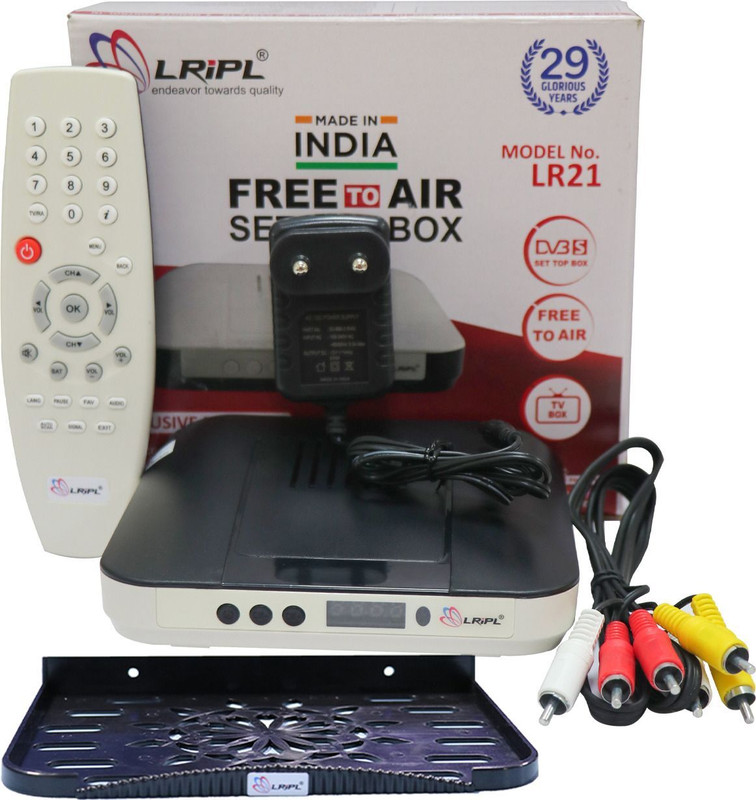 LRIPL LR21 MPEG-2 DC Free to Air Digital Set Top Box with Wall Mount Stand Media Streaming Device(White)