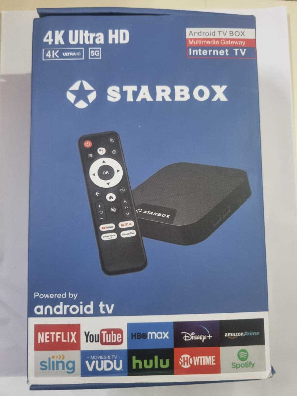 StarBox Android 15 4GB RAM/32GB ROM 64Bit Quad Core Wi-Fi UHD 10K 1080P Smart TV Set Top Media Streaming Device(Black)